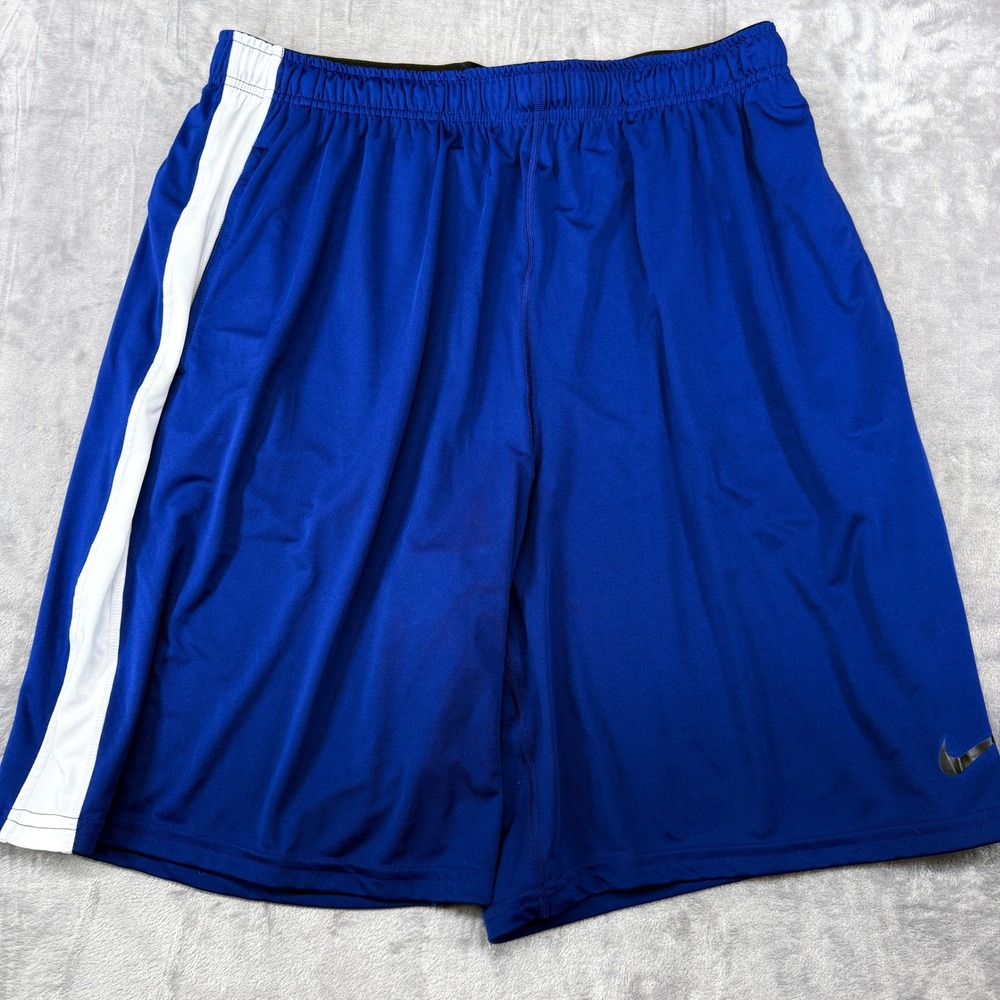 Nike Dri-FIT Basketball Shorts Mens XXL Royal Blue White Stripe Athletic